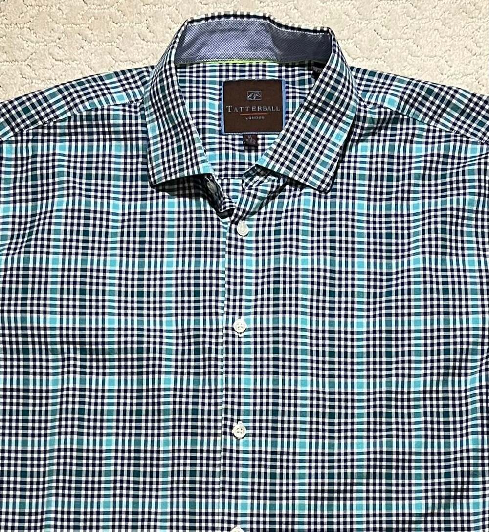 Tattersall London Men's Plaid Button Down Shirt XL 17-17.5 34/35